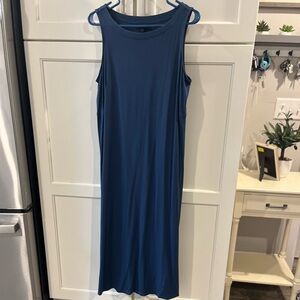 J. Jill Blue Sheath Midi Dress with Mock Neck